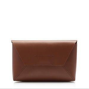 J Crew Brown Leather Envelope Clutch